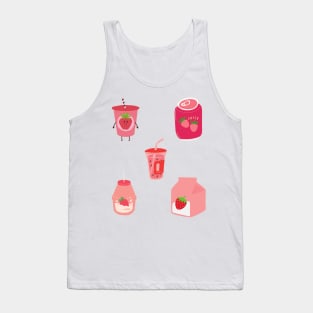 Pink aesthetic cute kawaii strawberry pack Tank Top